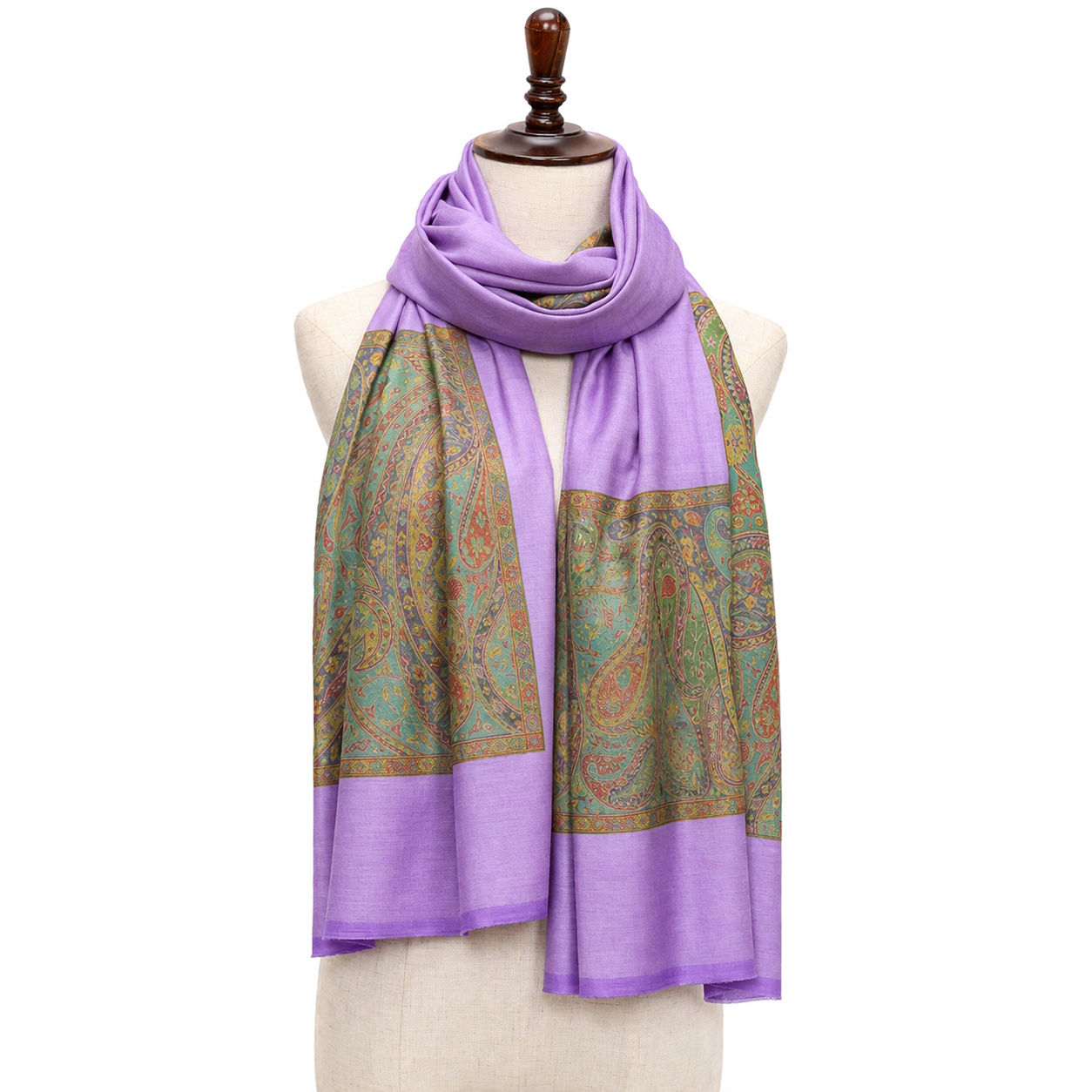 Light Violet Stole With Jacquard Cascade